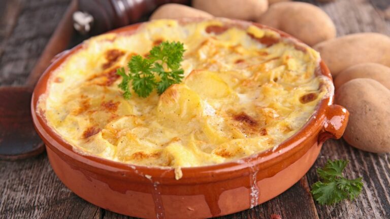 Batata gratinada com bacon!